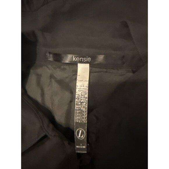 Kensie Sleeveless Black A-Line Dress With Button Front & Sheer Overlay - Picture 4 of 5